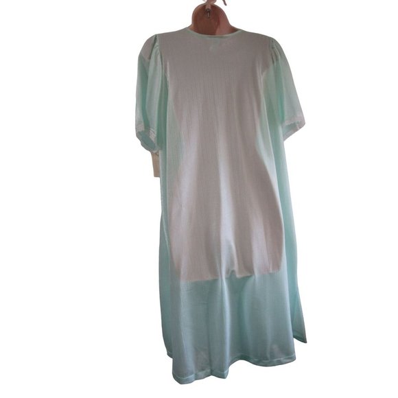 Sears Carriage Court Mint Green Short Night Gown Lace Trim Damask Stripe One Sz - Picture 14 of 16